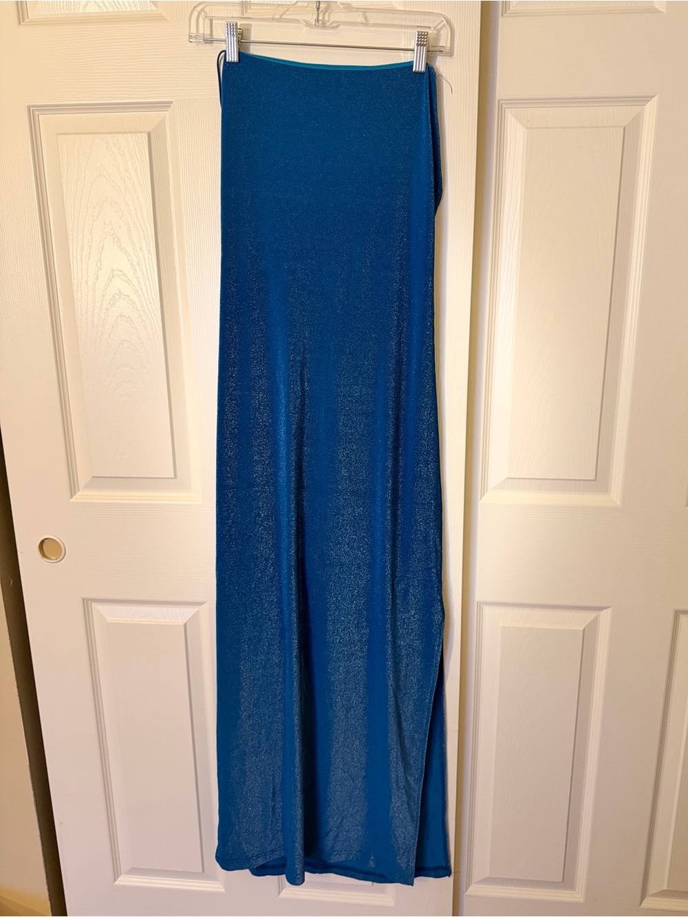 Y2K VINTAGE PAPER TAG Blue Shimmer Maxi dress